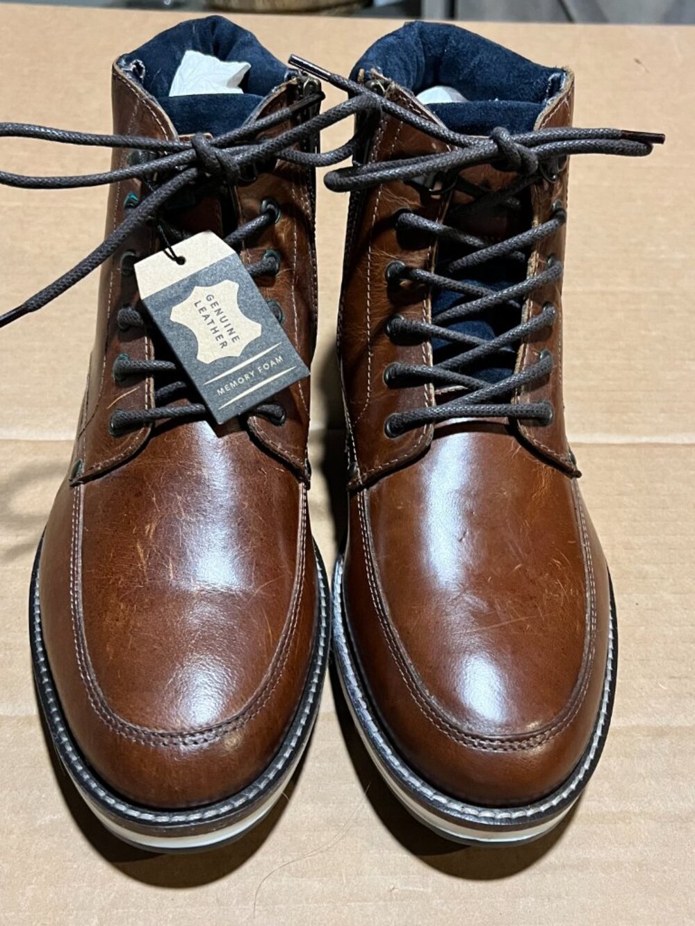 EATON Men''s Leather Ankle Boots Genuine Leather in Chestnut Size 11 Brand New